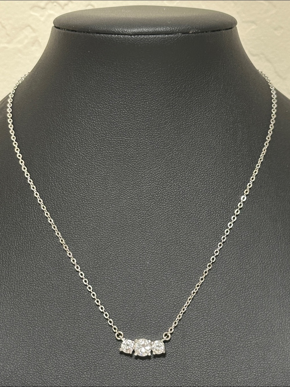 Avon Past Present & Future CZ Pendant Silver Tone Necklace